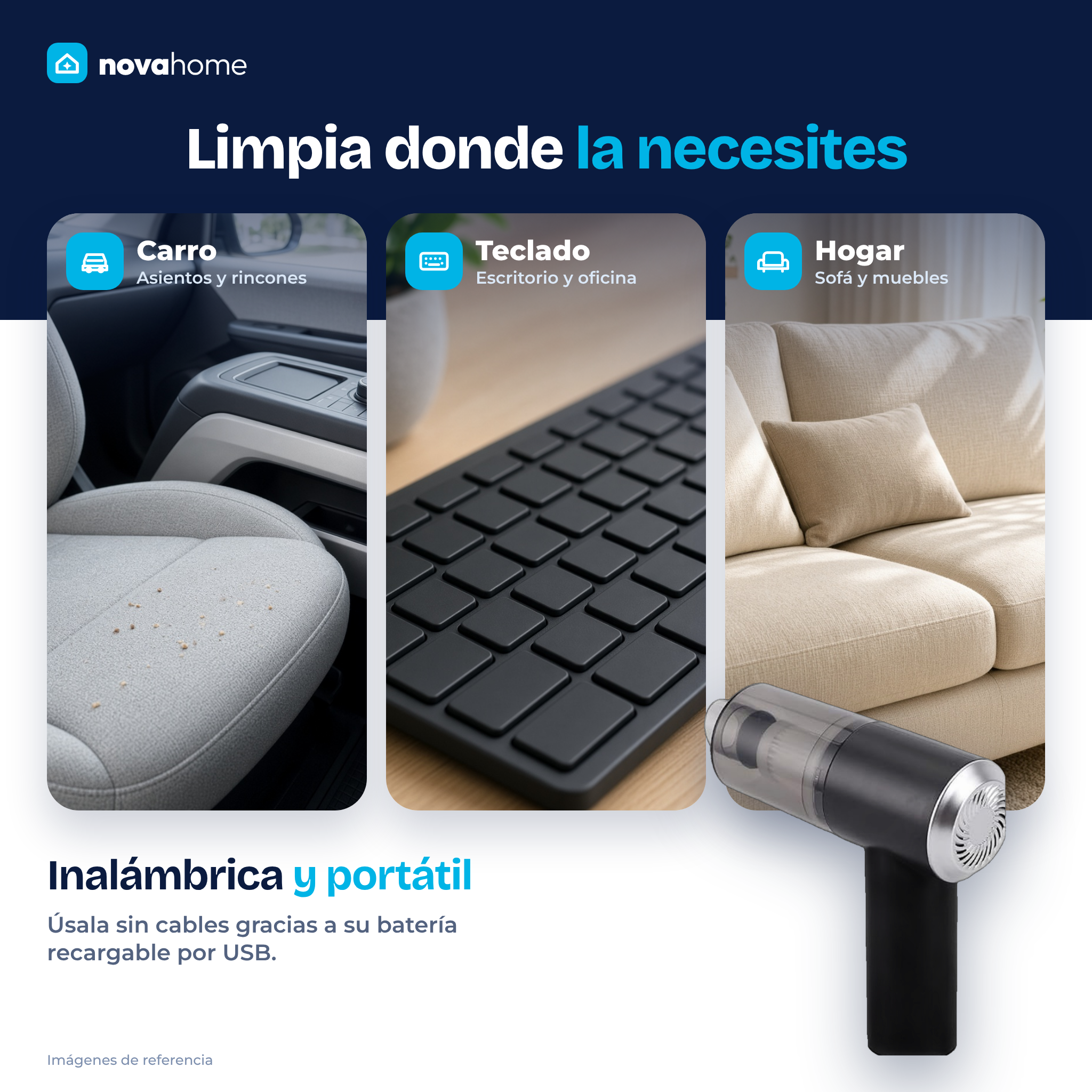 Mini aspiradora inalámbrica para limpiar el carro, el teclado y el sofá