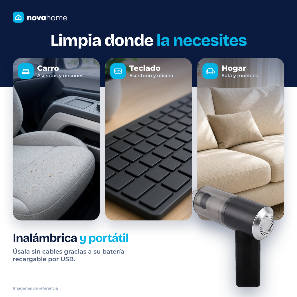 Mini aspiradora inalámbrica para limpiar el carro, el teclado y el sofá