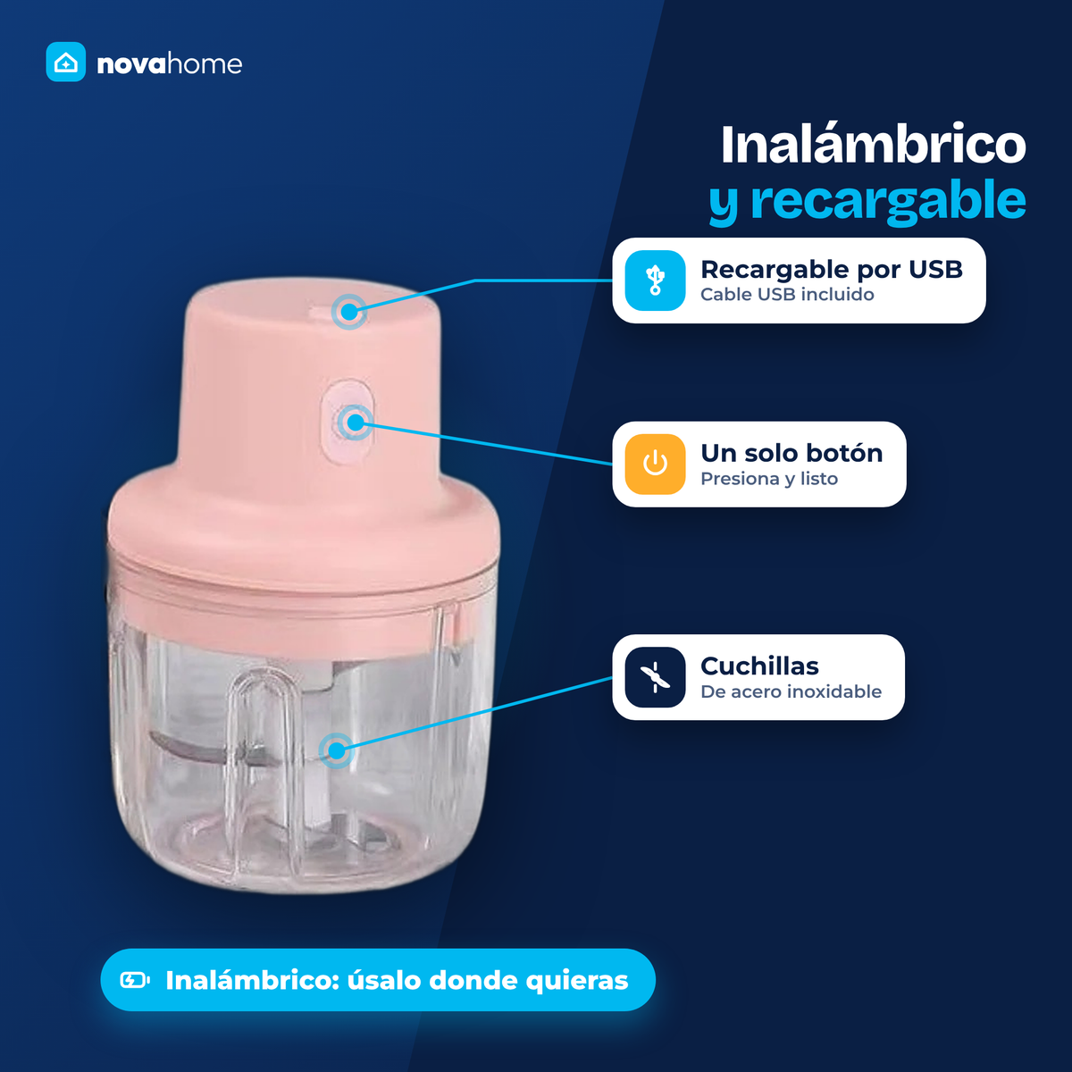 Picador eléctrico inalámbrico recargable por cable USB